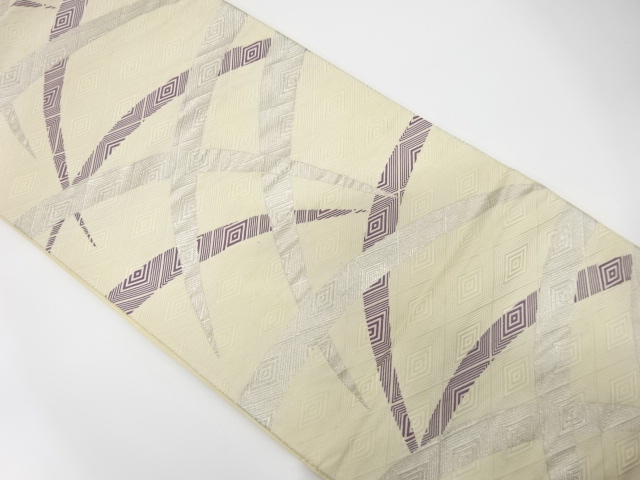 JAPANESE KIMONO / ANTIQUE FUKURO OBI / SILK / WOVEN RHOMBUS